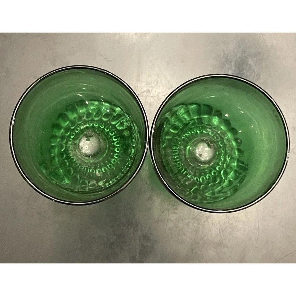4 Anchor Hocking Boopie Emerald Green Bubble‎ Foot Vintage Water Goblet Glasses